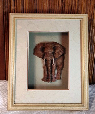 3D Elephant Shadow Box Framed , Elephant Lovers Art
