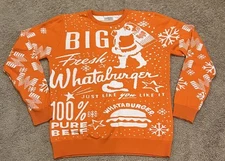 Whataburger Ugly Christmas Sweater Size Large Pullover Knit Orange Santa