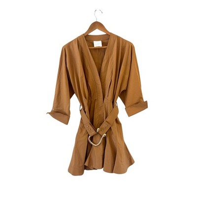 Acler Mini Dress Bastor Womens AU12/ US 8 Carob Belted Shirtdress Formal Party
