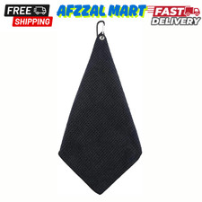 Premium Golf Towel with Carabiner Clip Absorbent Microfiber Small, Black