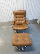 Vintage 1984 Ekornes Stressless Leather Recliner And Ottoman | FREE SHIP