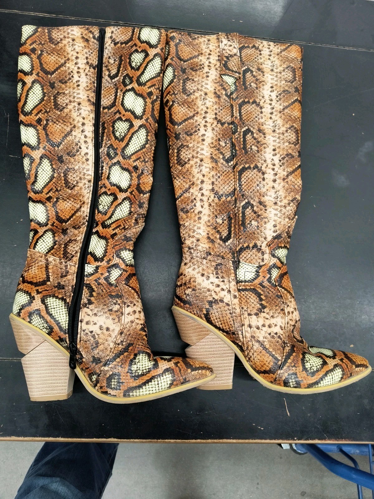 Women's Custom Knee High Python-Embossed Leather?… - image 1
