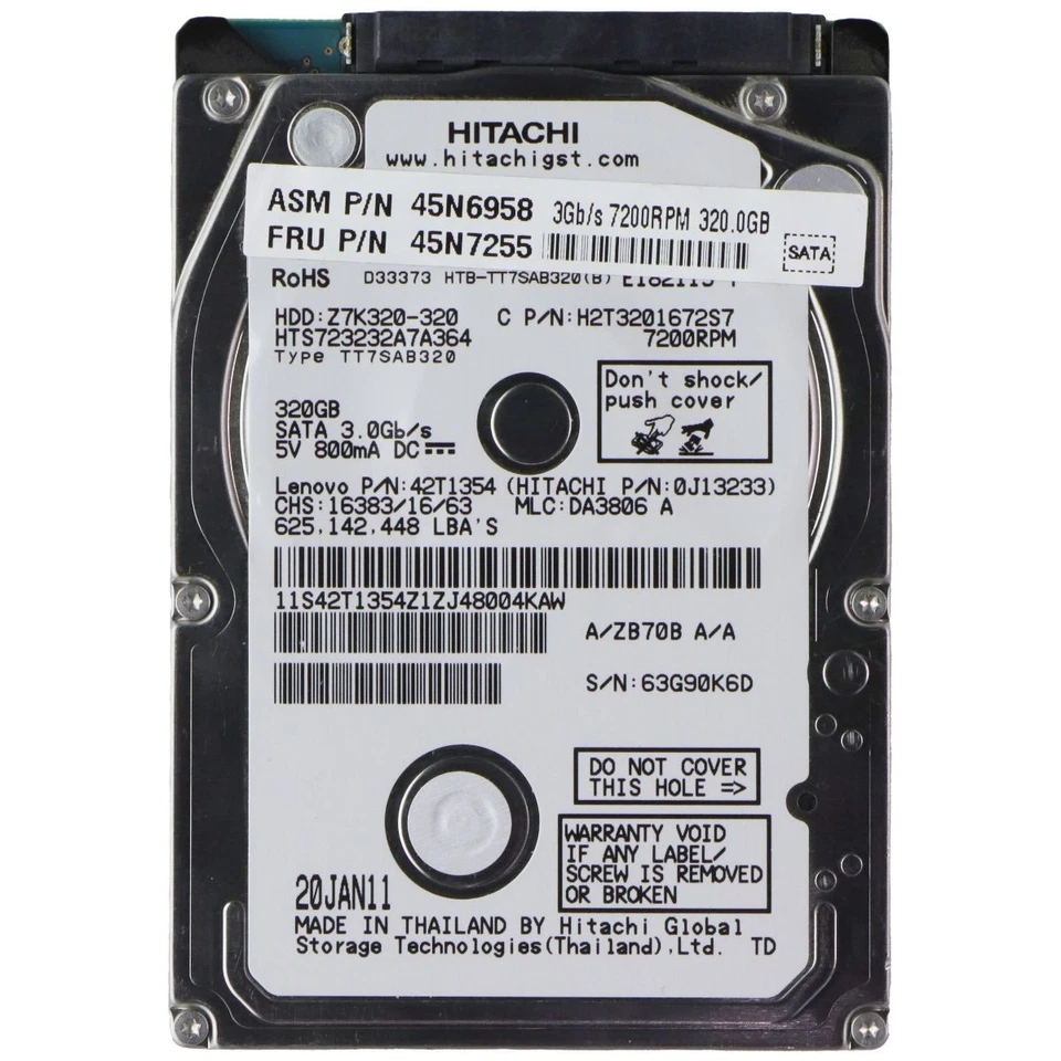 Hitachi Travelstar Z7K320 H2T3201672S7 SATA II 3.0Gbps 320GB 2.5-inch HDD - Image 2 of 4