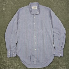 Turnbull Asser Shirt Mens Medium Blue Check Made In England Long Sleeve Cotton