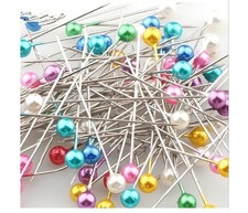 100 Sewing Pins Multicolor Head Pins Straight for Dressmaker Jewelery Decoration