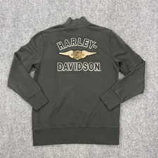 Harley-Davidson Sweatshirt Mens M Black 1/4 Zip Mock Neck Pullover Fleece Logo