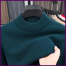 Men Half Turtleneck Knitwear Sweater Mock Neck Pullover Solid Color Casual