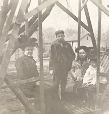 1900s Cabinet Card Victorian Woman Mother w/ 4 Children Siblings on Swing Photo