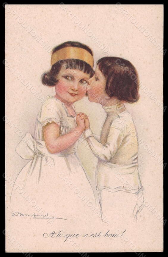 Cartolina Artista Firmata Illustratori Bompard Bambini Baci Serie 920-5 VK6723