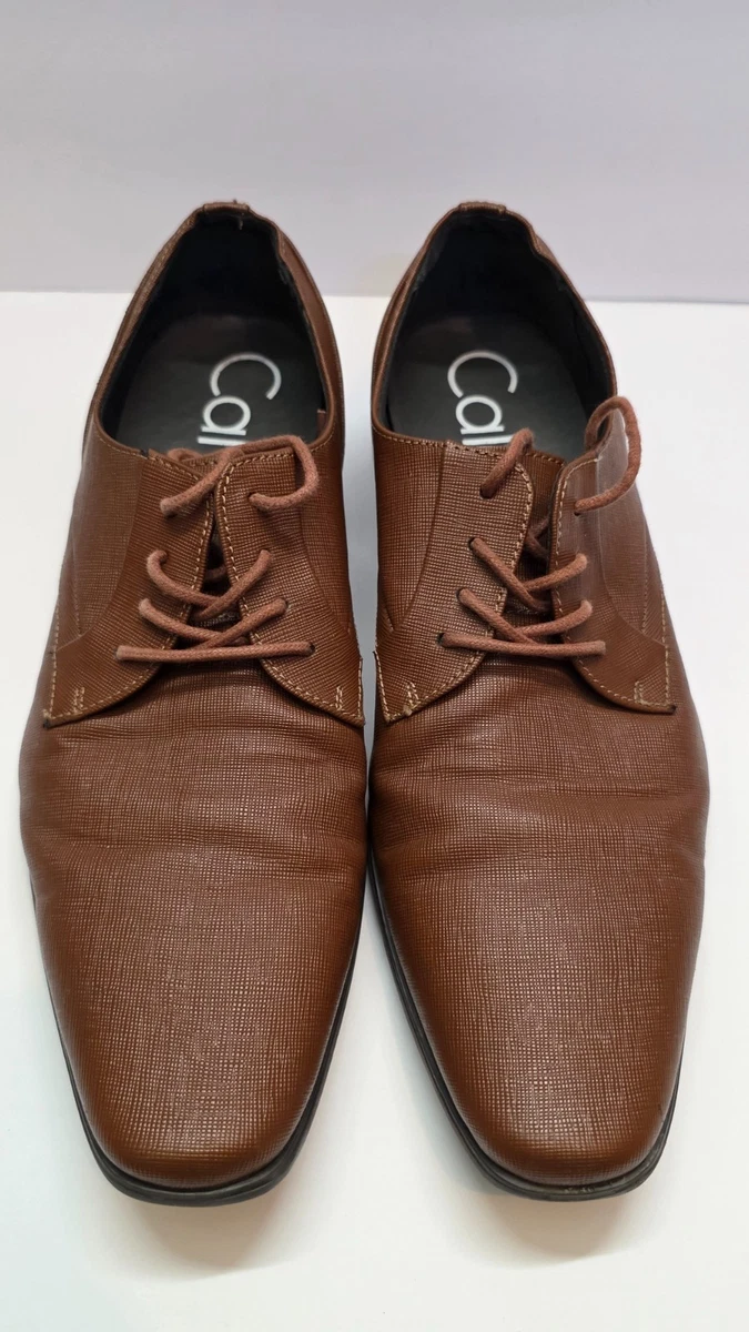 Calvin Klein Leather Upper Brown Dress Shoes for Men for  display picture 1