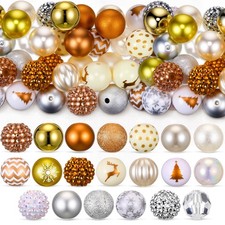 Huquary 40 Pcs 20mm Christmas Bead for Pen 20mm, Gold, Sliver and White