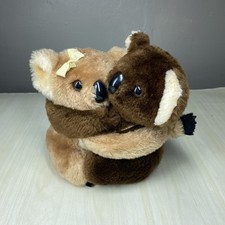 Vtg 70s Dakin Hugging Koala Bear Plush Stuffed Bow 7  Shredded Clippings 1978