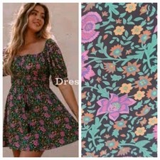 Spell & the Gypsy Purple Green Bohemian Ruched Mini Dress XS 👇check