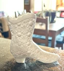Vintage Fenton Milk Glass Daisy and Button Tall Boot 4”