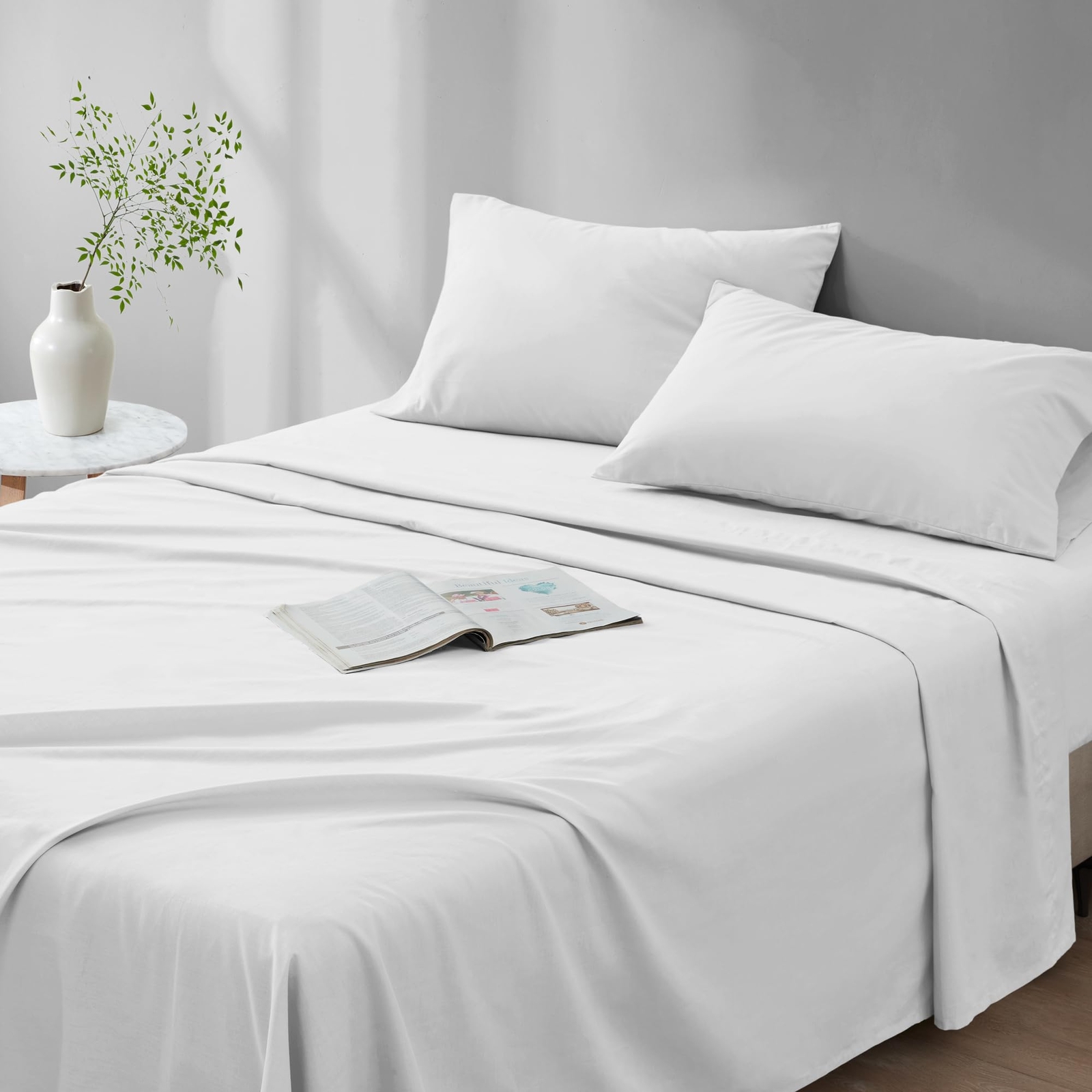 100% Cotton Sheet Set Breathable, Lightweight, Soft with 14