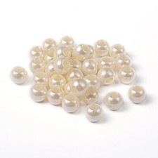 100 pcs Ivory Smooth ABS Plastic Ball Spacer Beads   12mm   Large Hole: 5mm