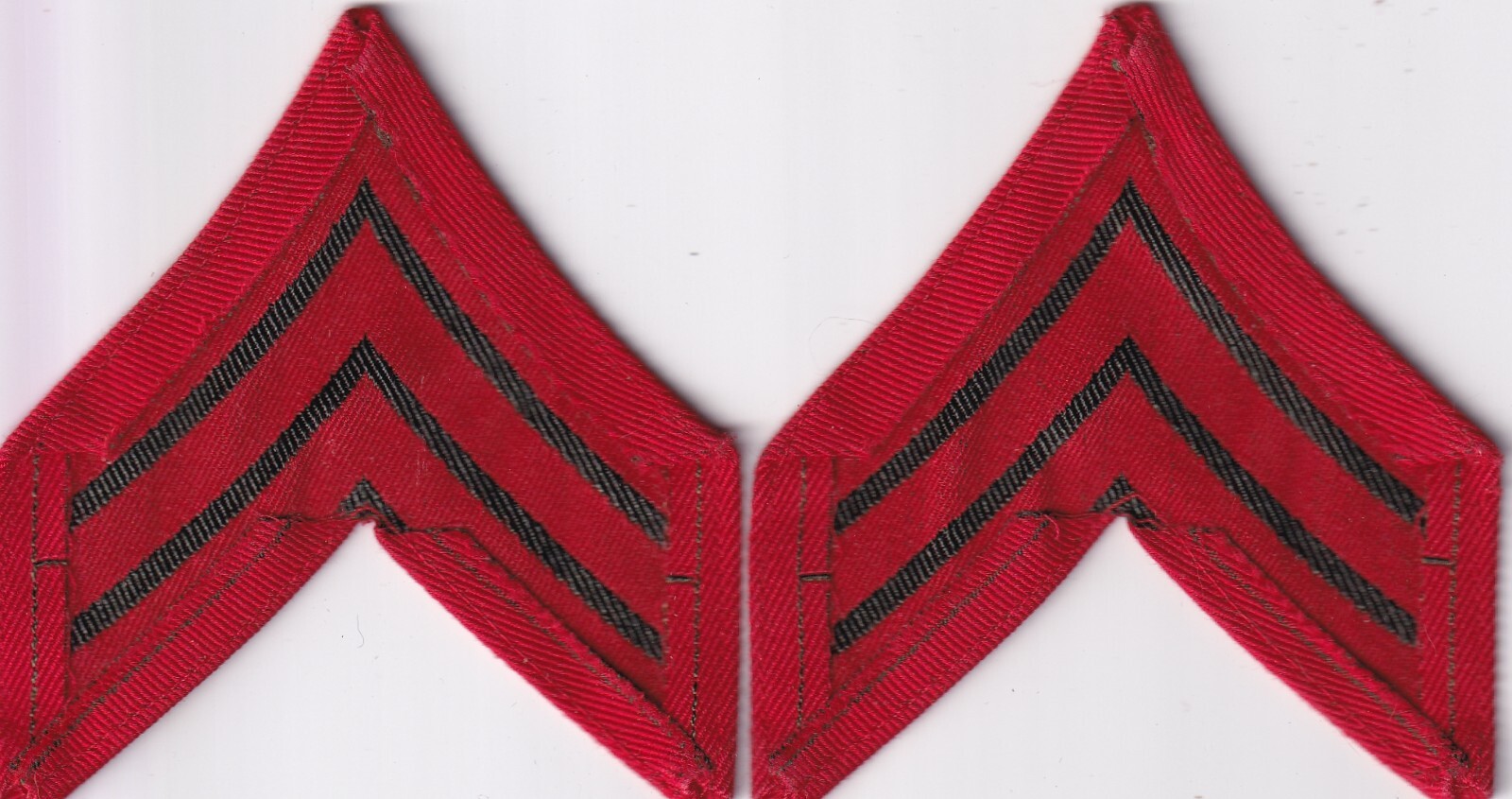 Sergeant Red Sergeant chevrons green on red real WWII make USMC US Marine Corps pair ...