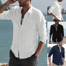 Pure Cotton Solid Color Long-sleeved Shirt, Men's Casual Shirt Top Asia size