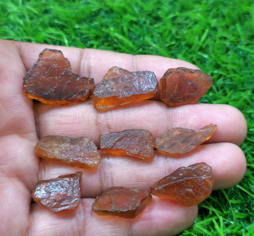 For Jewelry 9 Pcs Lot Gorgeous Hessonite Garnet Raw Size 16-25 mm Loose Gemstone - Picture 1 of 5