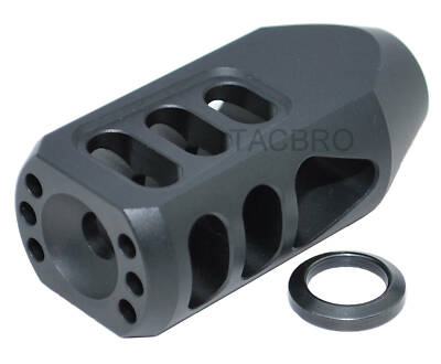223 Black Aluminum 1/2x28 Thread Pitch Tanker Style Muzzle Brake