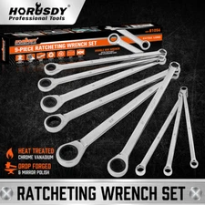9PC Extra Long Ratcheting Wrench Set Anti-Slip Double Box Spanner Metric 8-22MM