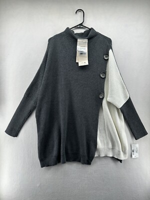 Neon Buddha Solstice Pullover Sweater Gray White Women's L Colorblock ...