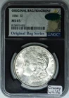 1886 Morgan Dollar NGC & CAC MS-65; Original Bag Fragment; Creamy White