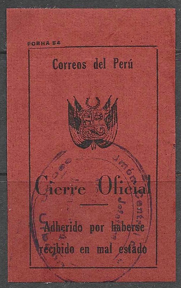 "PERU POST OFFICE "CIERRE OFICIAL", OFFICIAL SEAL. eBay