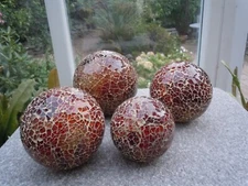 Set of 4 Mosaic Decorative Orbs, 4.5inch, 2 x 4inch and 3inch