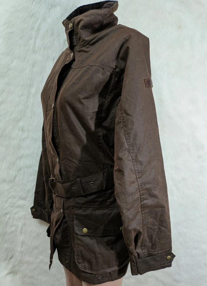 JCB Wax Jacket Biker Workwear Wax Jacket Tartan Lining Belted Ascot  - Image 4 of 4