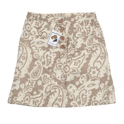 ETRO MILANO Rock Skirt Gr 42 100% Leinen Linen Paisley Beige Tan Made Italy