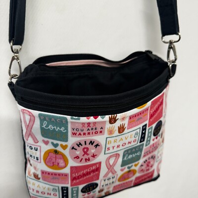 Crossbody Think Pink Purses Handmade in USA Black Bag Adjustable Straps