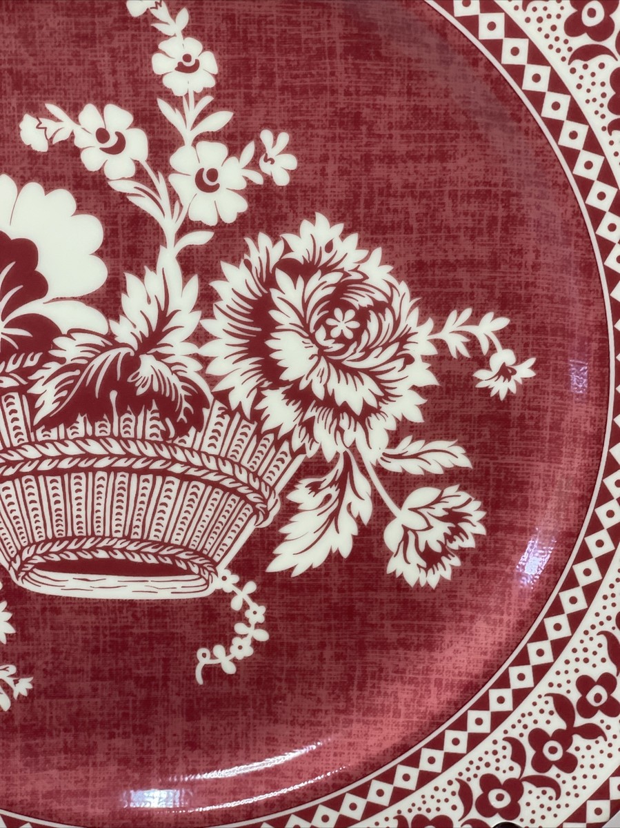 Patrick Frey Limoges Paniers Fleuris Dinner Plate 10 3/8” Red