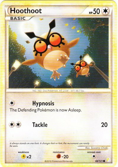 Hoothoot - 66/123 - Common x1 - Lightly Played - HeartGold SoulSilver