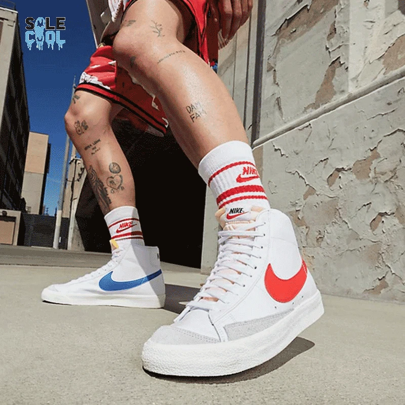 Nike Blazer Mid '77 Vintage White Blue Red Men's Shoes BQ6806-117