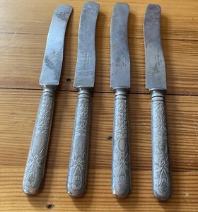 4 Antique Italian Silver Table Knives c1800s COSMO MATTAROCCI ITALY Flatware
