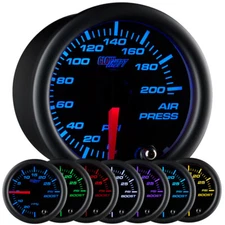52mm GlowShift Black 7 Air Pressure PSI Gauge w. 7 LED Color Display