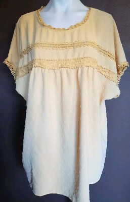 Lush Yellow Short Sleeve Shirt Blouse Tunic Women 2XL New Comfy