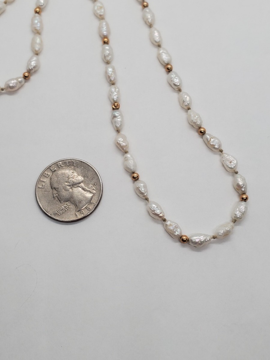 ブレスレット LESS IS MORE 14K gold field pearl necklace Freshwater Cultured Pearl Bead Necklace 14K Yellow Gold
