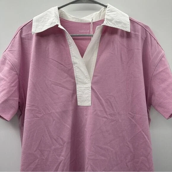 VETEMENTS Mini Abito Polo Everlane The Cotone Organico Rosa e Bianco Taglia S NUOVO