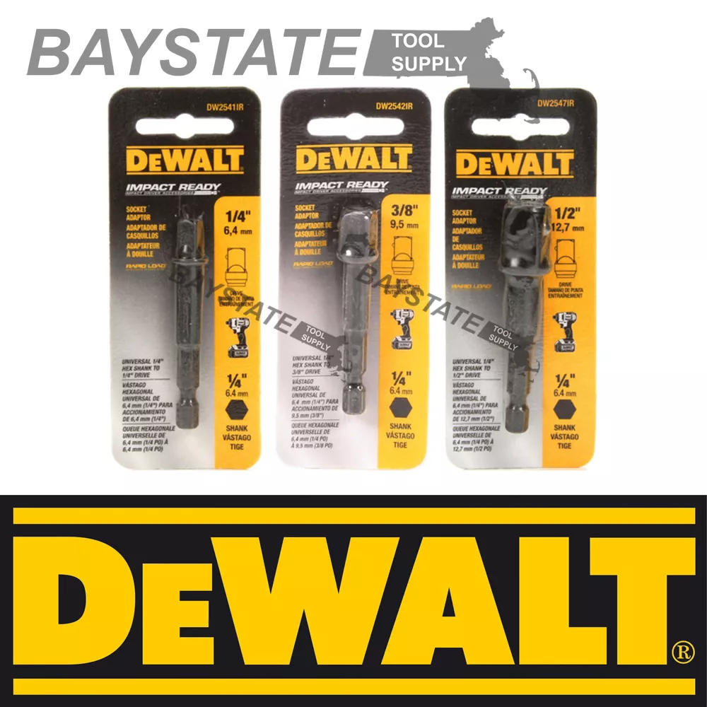 DeWalt Impact Driver Ready 3 Pc Socket Adapter Set DW2541IR DW2542IR DW2547IR