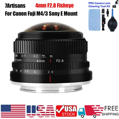 7artisans 4mm F2.8 Fisheye Manual Prime Lens For Canon Fuji M4/3 Sony E Mount