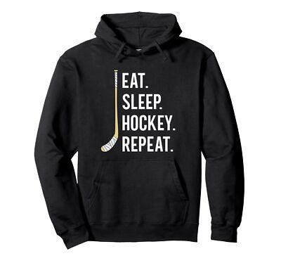 Eat Sleep Hockey Repeat Funny Ice Hockey Pullover Hoodie