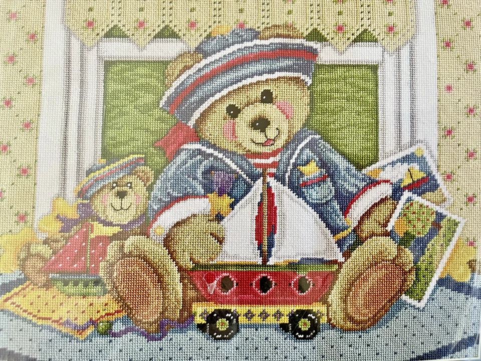 VTG Janlynn SAILOR BOY TEDDY w/Sailboat Needlepoint Kit by Joan Elliott 2003 NIP - Image 2 of 4