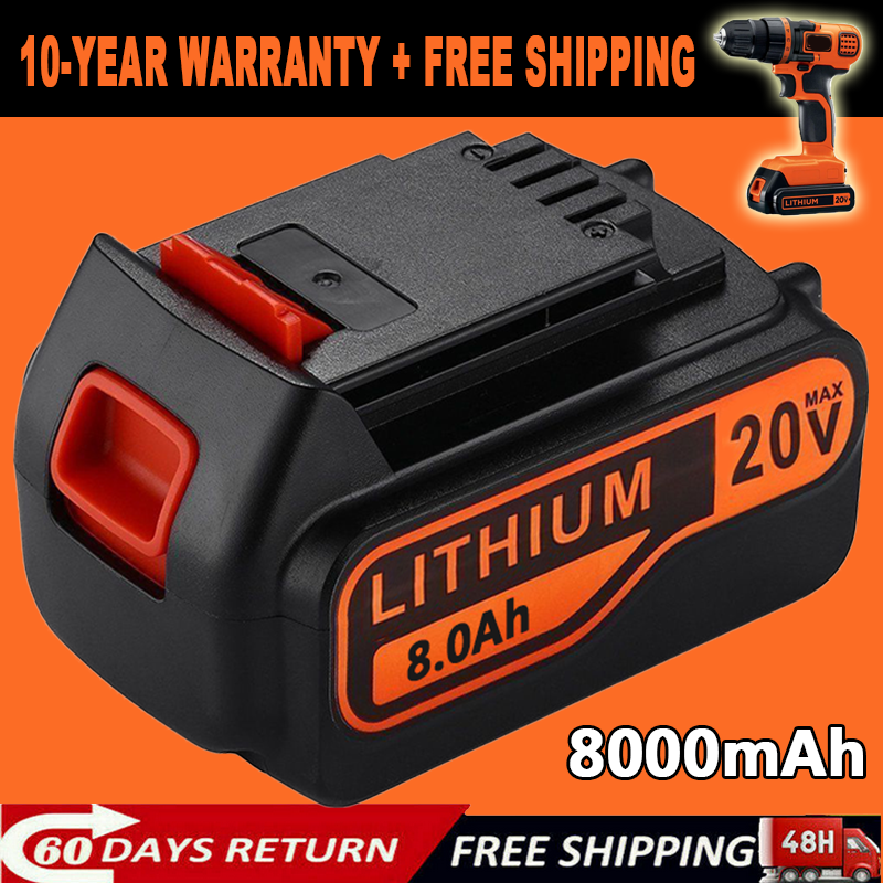 8Ah 20V Black & Decker LBXR20 LB2X4020 Lithium Battery 8000mAh US