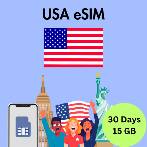 USA Prepaid Travel eSIM Card 15GB Data 5G & 4G Lte 30 Days - 第 1/2 張圖片