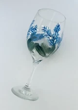 Hand Painted Blue Bonnet Flower Long Stem Wine Glass 20 Ounces Water Tumbler