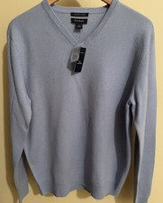 ❤️🔥NWT Classic Club Room Men's 100%Cashmere Light Blue Pullover sweater S/M❤️