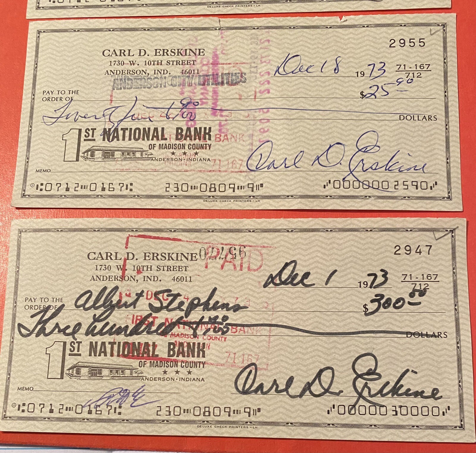 Carl Erskine Signed Canceled Bank Checks eBay