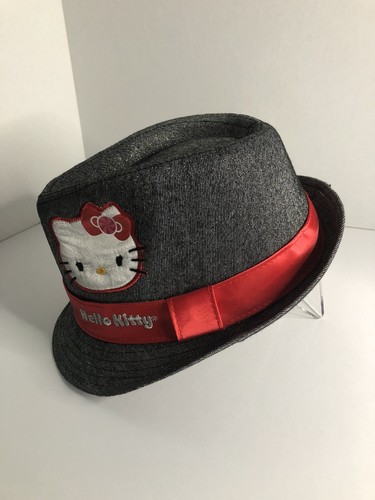 Hello Kitty Fedora Bucket Hat Grey, Silver Black and Red One Size New - Picture 2 of 12